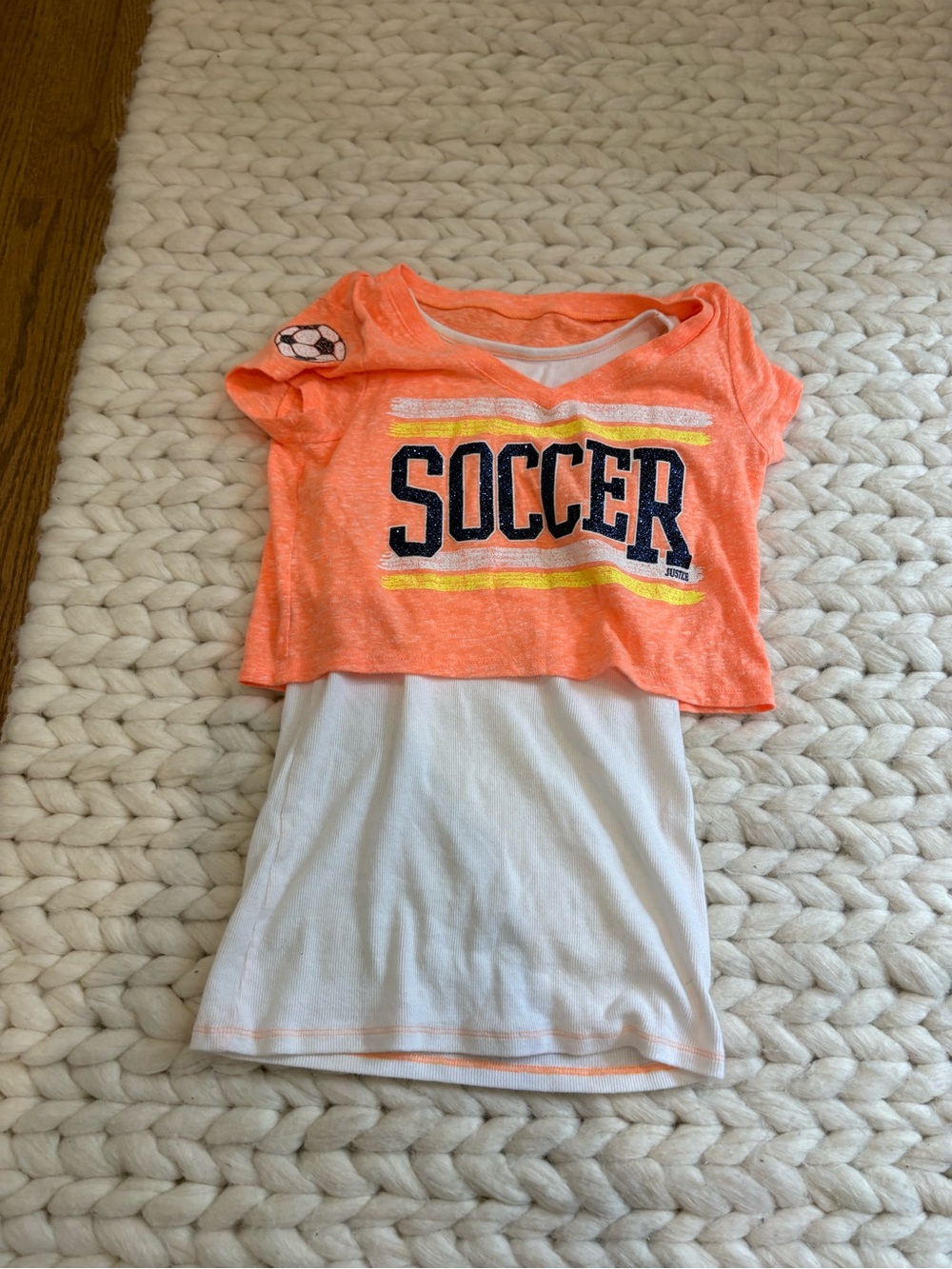 y2k Justice Neon Orange Layered Soccer Tank Top